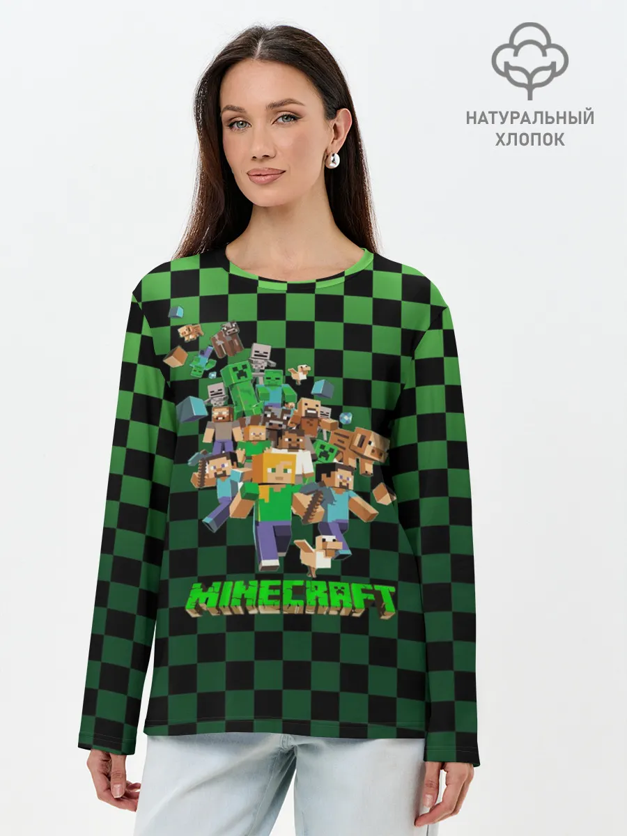 Лонгслив женский. Хлопок / Minecraft