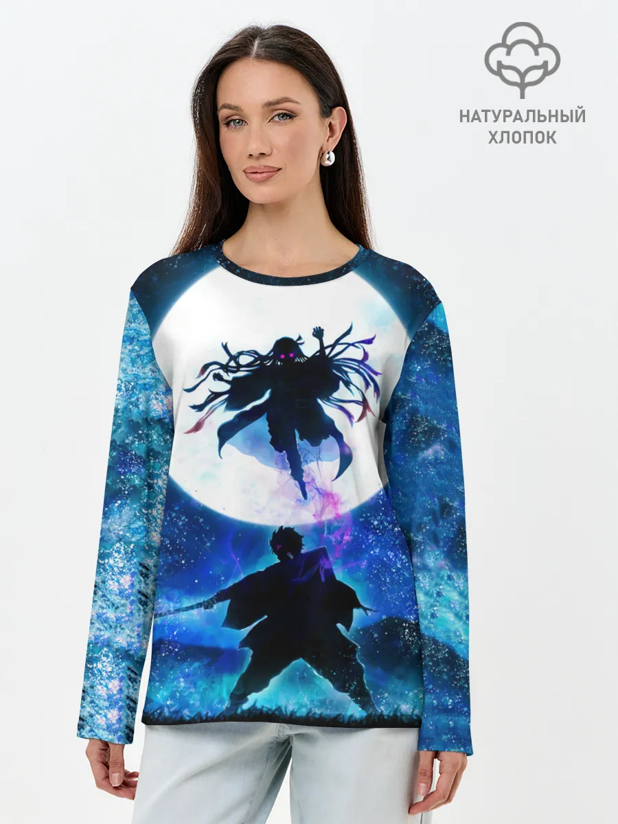 Лонгслив женский. Хлопок / Клинок рассекающий демонов
