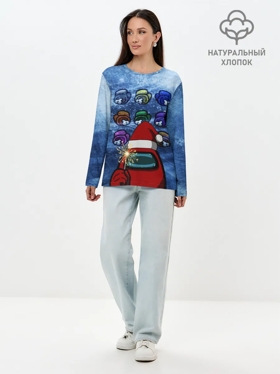 Лонгслив женский. Хлопок / Among us Happy New Year