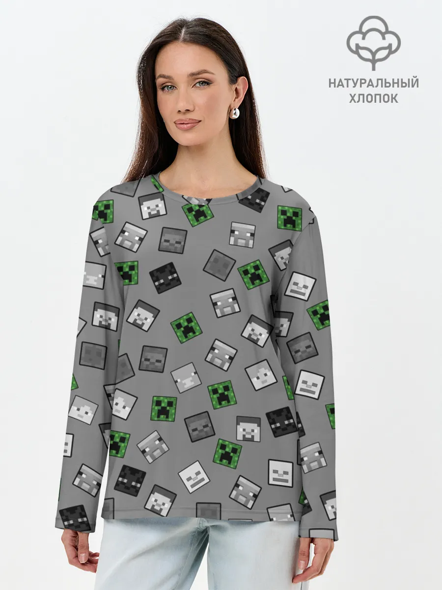 Лонгслив женский. Хлопок / Minecraft