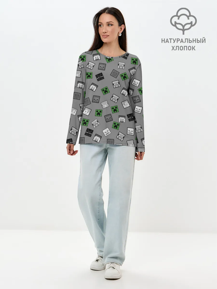 Лонгслив женский. Хлопок / Minecraft