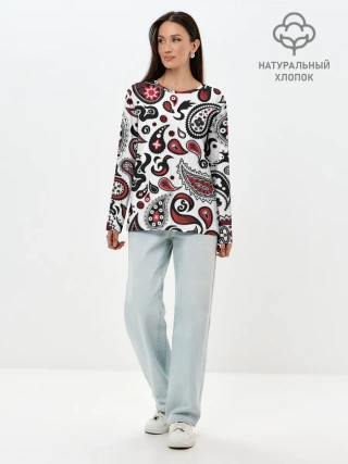 Лонгслив женский. Хлопок / Молекулярный рисунок