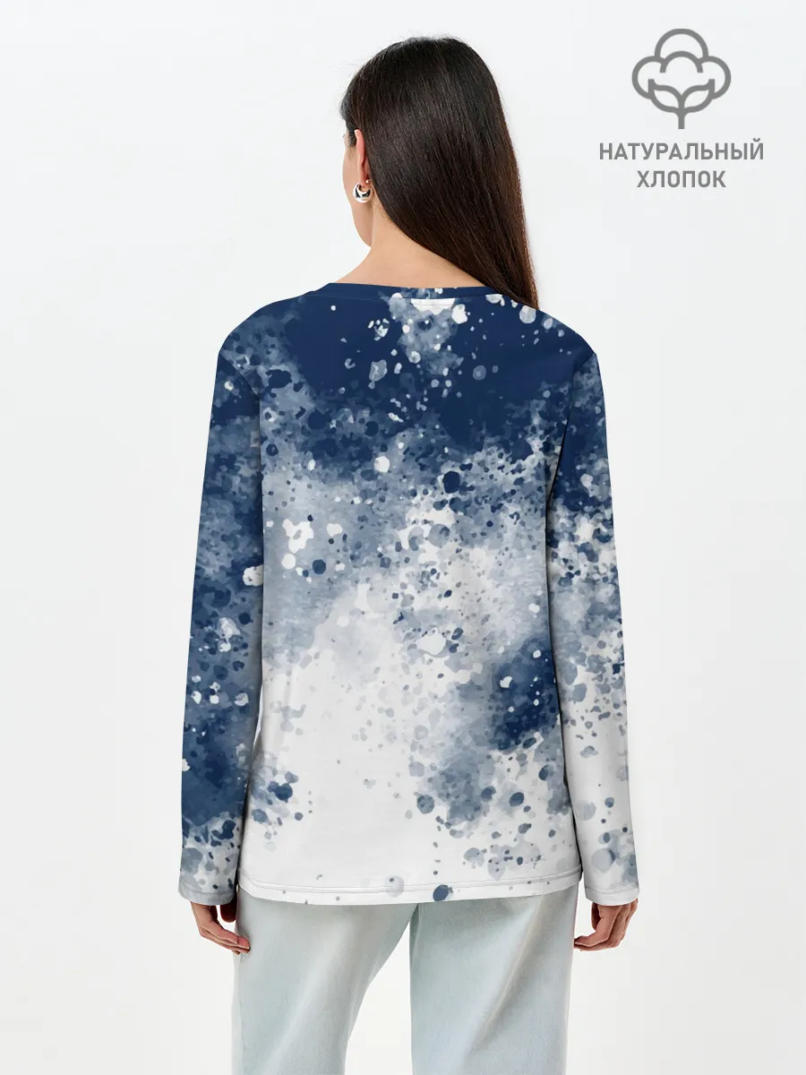 Лонгслив женский. Хлопок / Чернильные капли