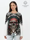 Лонгслив женский. Хлопок / Череп индейца