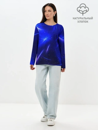 Лонгслив женский. Хлопок / Космический вихрь