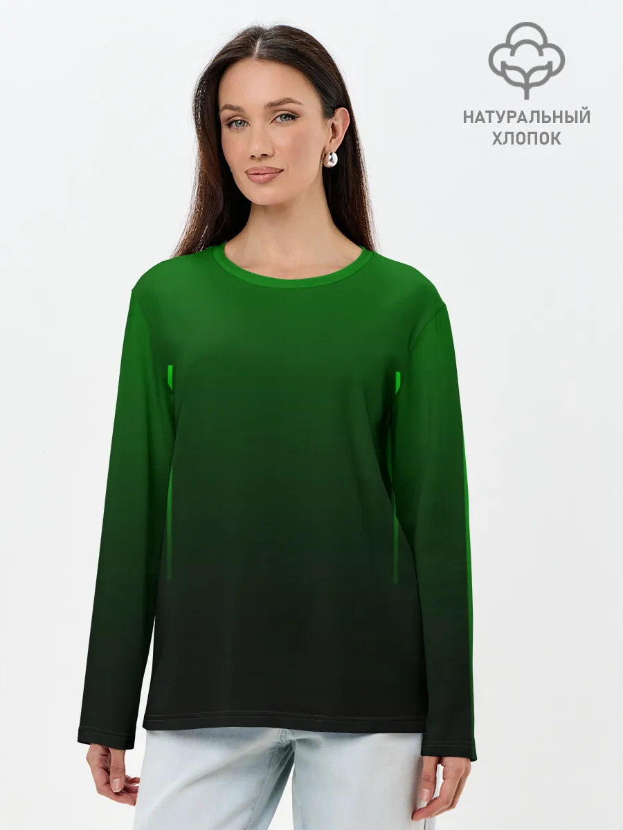 Лонгслив женский. Хлопок / Неоновые линии на градиенте