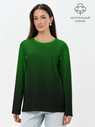 Лонгслив женский. Хлопок / Неоновые линии на градиенте