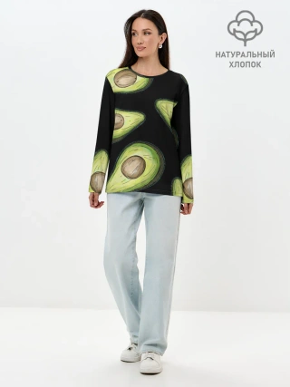 Лонгслив женский. Хлопок / Авокадо