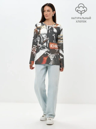 Лонгслив женский. Хлопок / Bleach Блич Ичиго Курасаки