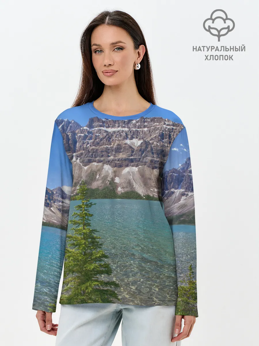 Лонгслив женский. Хлопок / Горное озеро