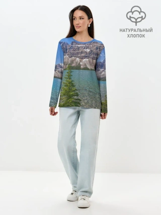 Лонгслив женский. Хлопок / Горное озеро