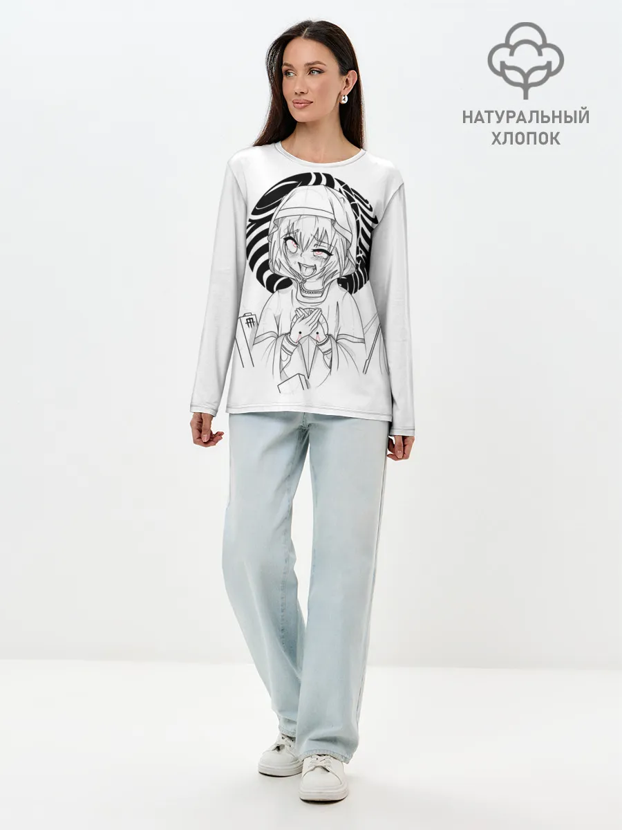 Лонгслив женский. Хлопок / Ahegao