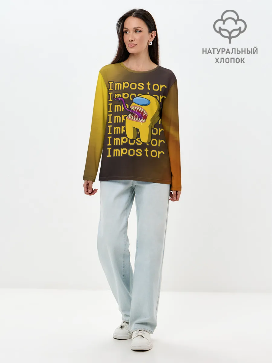 Лонгслив женский. Хлопок / AMONG US - IMPOSTOR