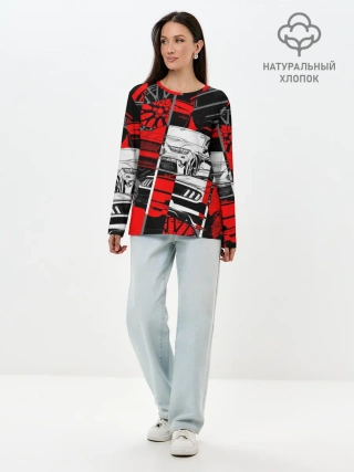 Лонгслив женский. Хлопок / Автомобили