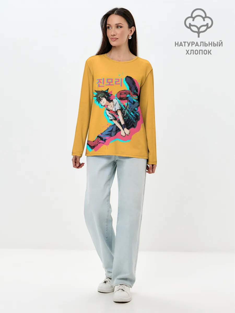 Лонгслив женский. Хлопок / Mo-Ri прыгает