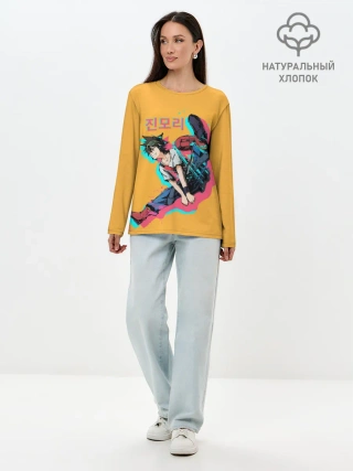 Лонгслив женский. Хлопок / Mo-Ri прыгает