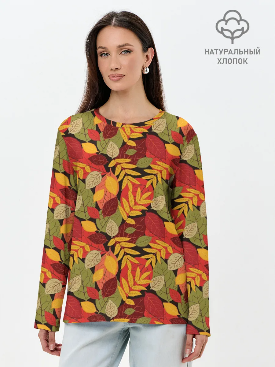 Лонгслив женский. Хлопок / Осенние листья