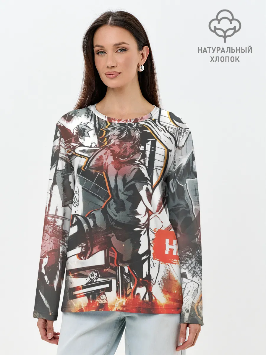 Лонгслив женский. Хлопок / Haikyu Haikyuu Haikuu