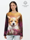 Лонгслив женский. Хлопок / Вельш-корги