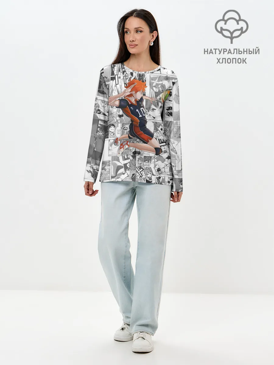 Лонгслив женский. Хлопок / Хината Се Haikyu!