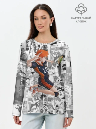 Лонгслив женский. Хлопок / Хината Се Haikyu!