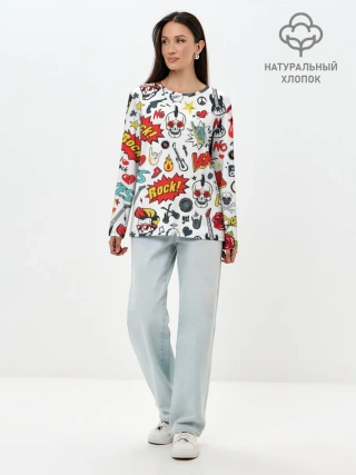 Лонгслив женский. Хлопок / Я ЛЮБЛЮ РОК