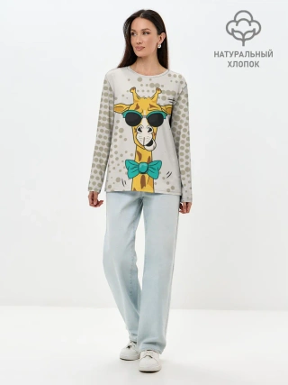 Лонгслив женский. Хлопок / ЖИРАФ ХИПСТЕР