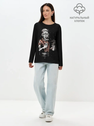 Лонгслив женский. Хлопок / Зомби Хипстер