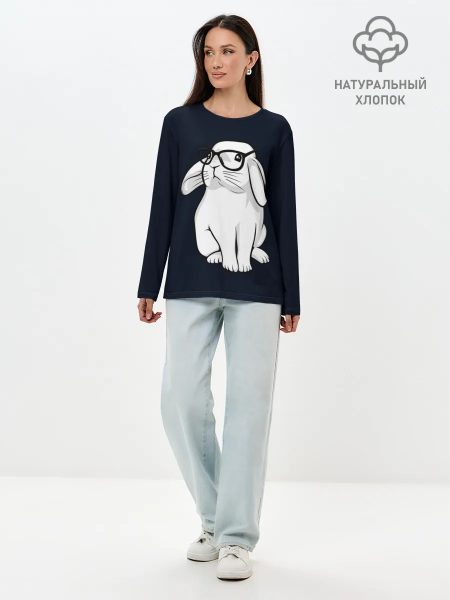 Лонгслив женский. Хлопок / Кролик Хипстер