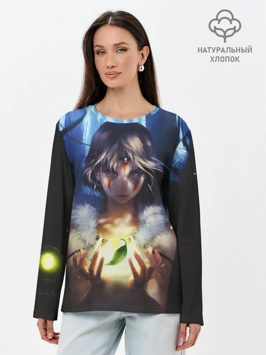 Лонгслив женский. Хлопок / Принцесса Мононоке