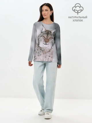 Лонгслив женский. Хлопок / Рысь