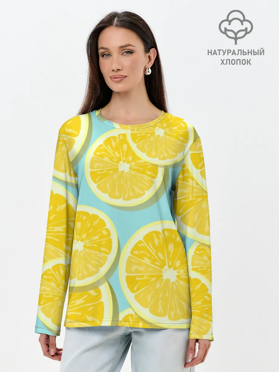 Лонгслив женский. Хлопок / лимончики