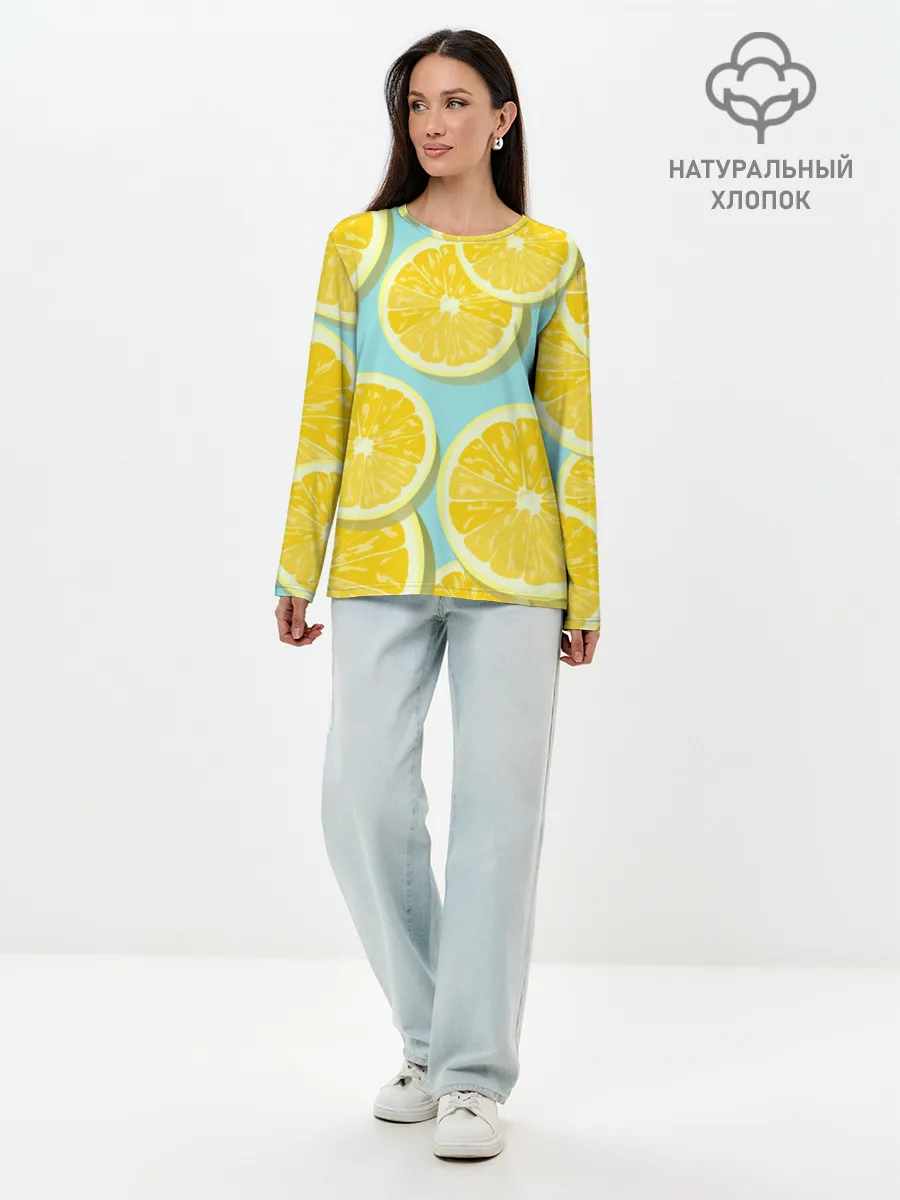 Лонгслив женский. Хлопок / лимончики