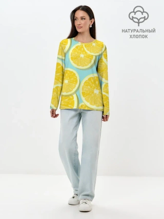 Лонгслив женский. Хлопок / лимончики