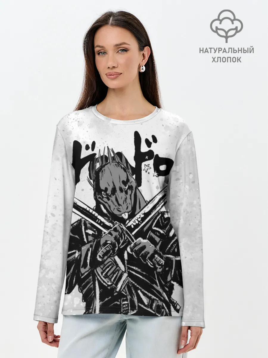 Лонгслив женский. Хлопок / Кайман с мечами Дорохедоро