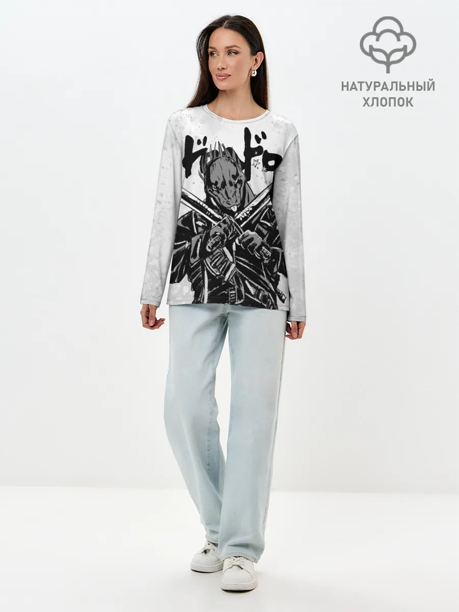 Лонгслив женский. Хлопок / Кайман с мечами Дорохедоро