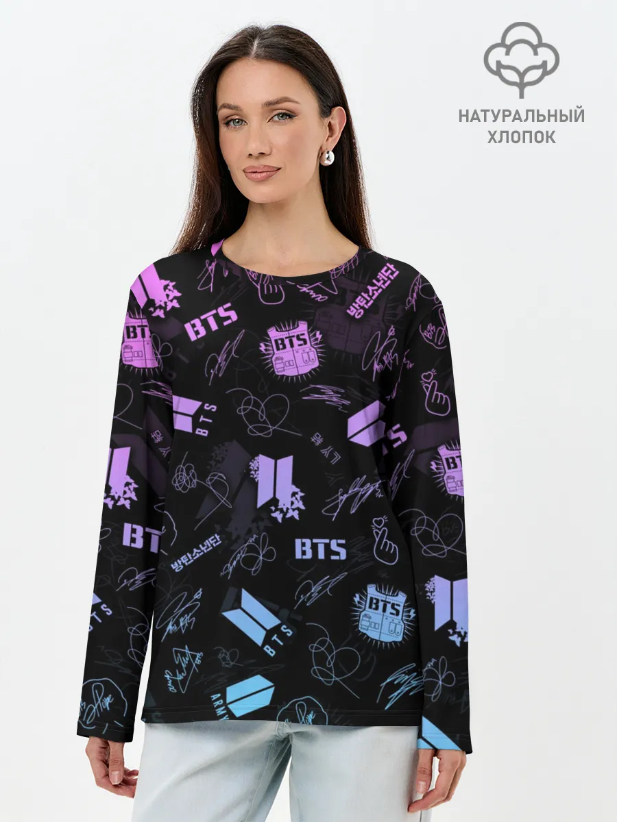 Лонгслив женский. Хлопок / BTS