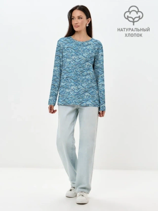 Лонгслив женский. Хлопок / Море волнуется