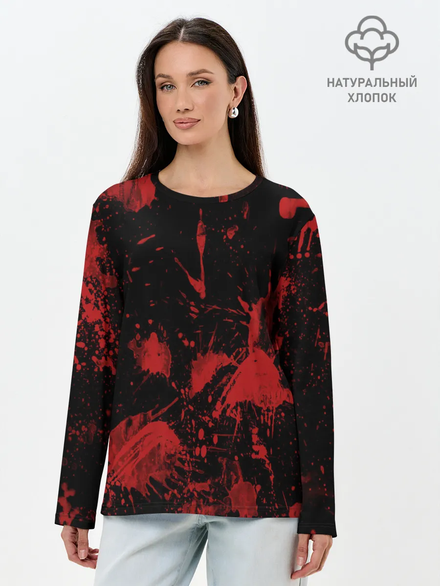 Лонгслив женский. Хлопок / Пятна кровавой краски