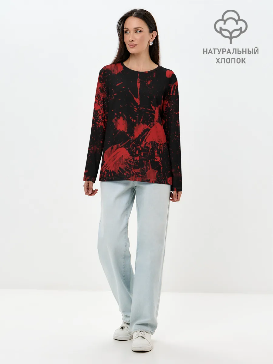 Лонгслив женский. Хлопок / Пятна кровавой краски