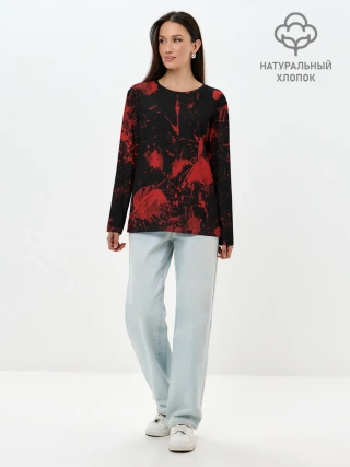 Лонгслив женский. Хлопок / Пятна кровавой краски