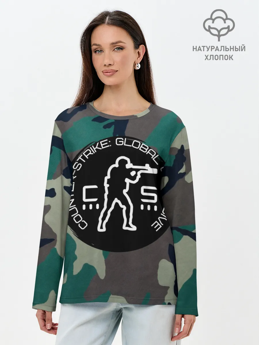 Лонгслив женский. Хлопок / символика CStrike