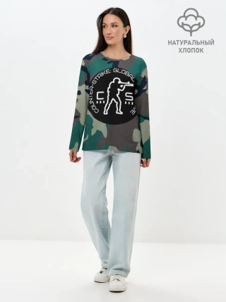 Лонгслив женский. Хлопок / символика CStrike