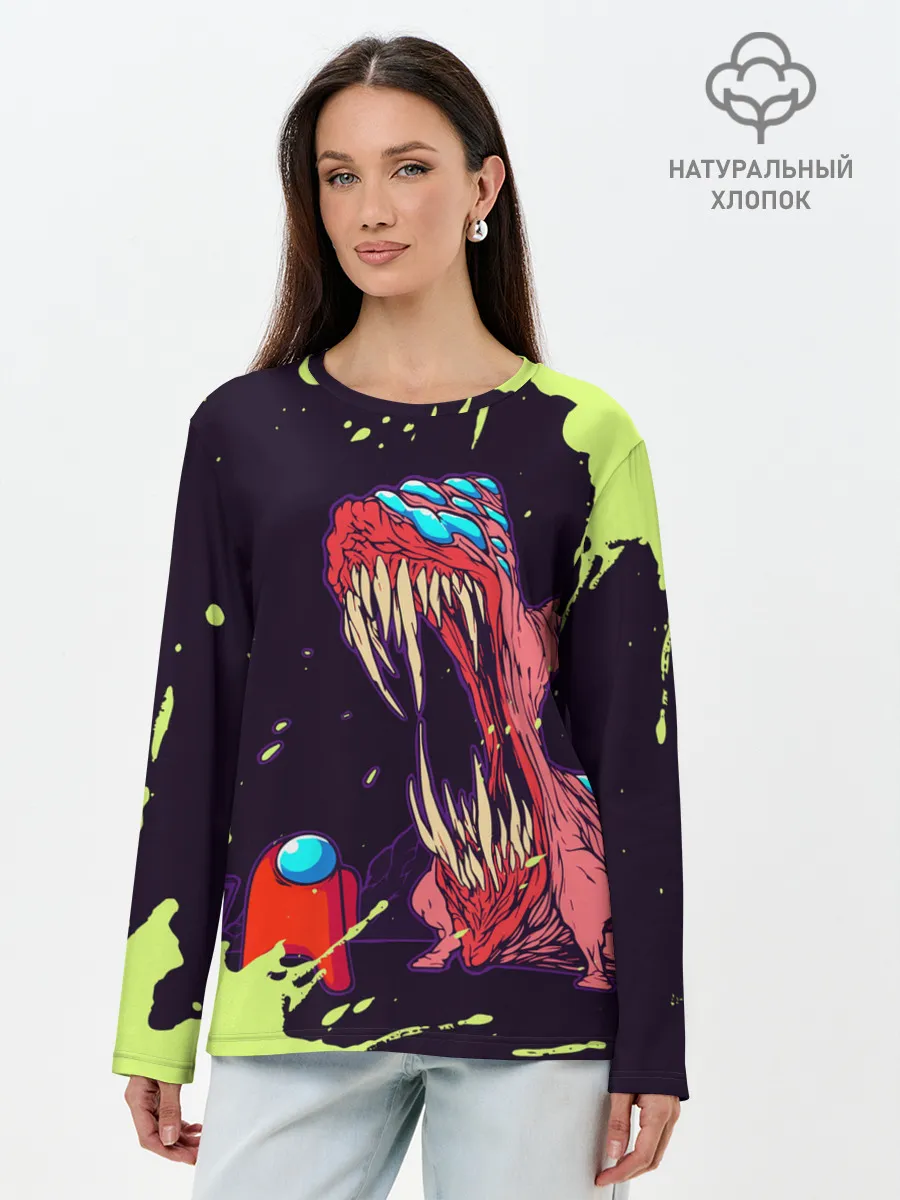 Лонгслив женский. Хлопок / AMONG US - MONSTER