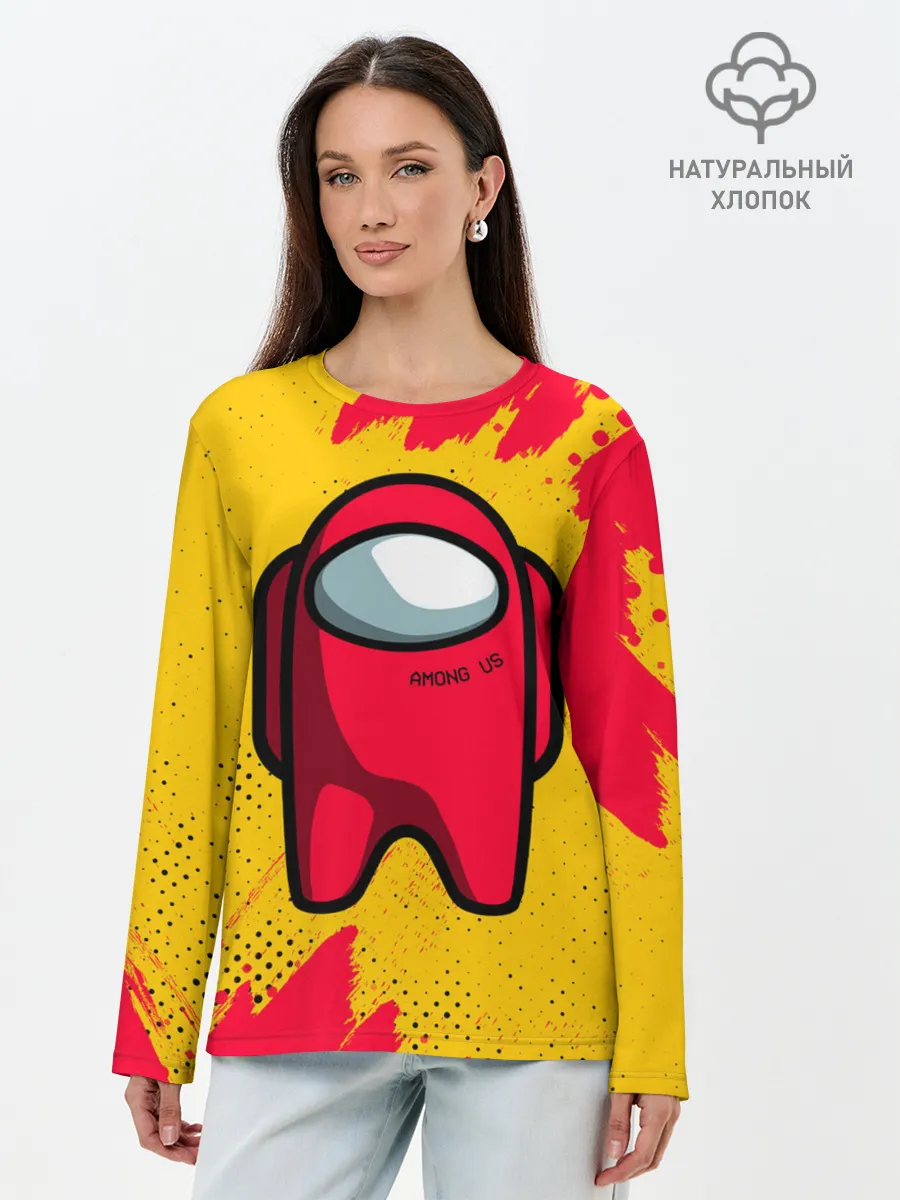 Лонгслив женский. Хлопок / AMONG US - КРАСНЫЙ