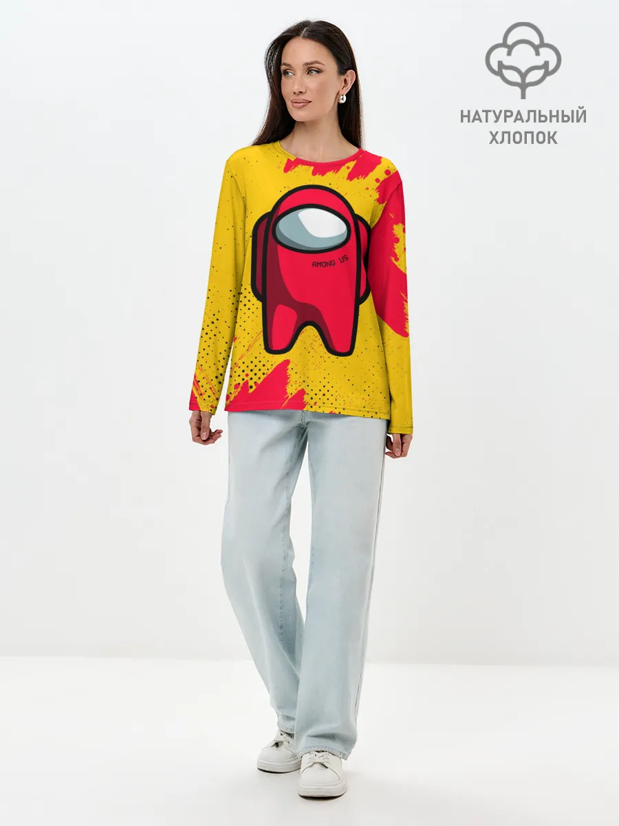 Лонгслив женский. Хлопок / AMONG US - КРАСНЫЙ
