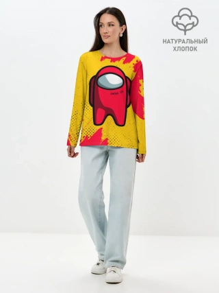 Лонгслив женский. Хлопок / AMONG US - КРАСНЫЙ