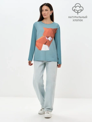 Лонгслив женский. Хлопок / лиса