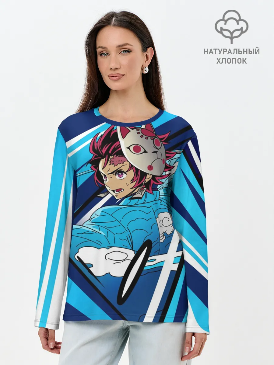 Лонгслив женский. Хлопок / Клинок рассекающий демонов