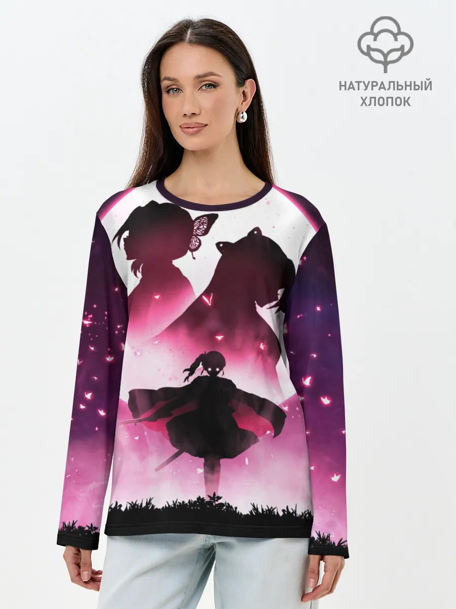 Лонгслив женский. Хлопок / Столп Бабочки